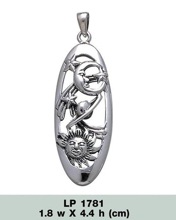 Sterling Silver Oval Celestial Scene Pendant LP1781 - Jewelry